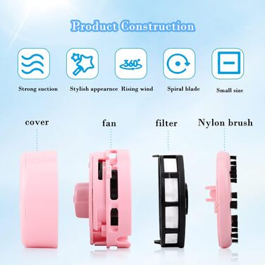 Мини-пылесос беспроводной 3 Вт розовый FineInno