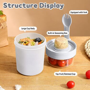 Стаканчик для пластівців 870 мл з ложкою та щіточкою, білий Forbabe