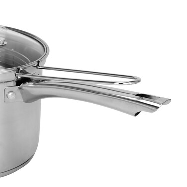 Ківш Fissman FEDELE 18x15 см 3,57 л. зі вставкою-пароваркою і скляною кришкою нерж.сталь (5375)