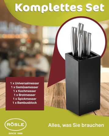 Набір ножів з дерев'яним блоком, 6 предметів Basic Line Rosle