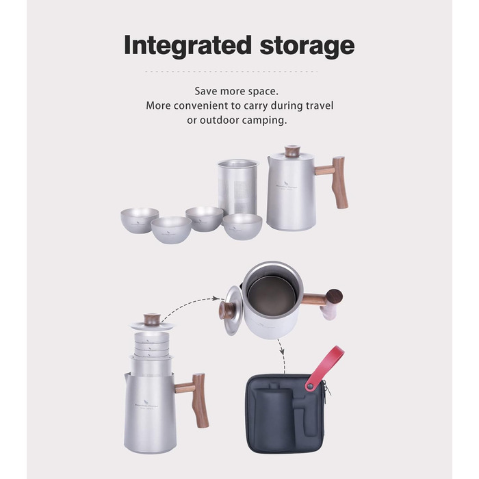 Чайный титановый сервиз 4 чашки iBasingo