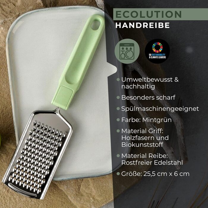 Терка ручная 27 см зеленая Ecolution Fackelmann