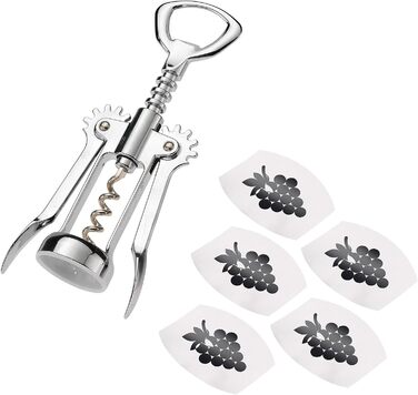 Важільний штопор Westmark з відкривачкою для пляшок, Monopol Edition, лита сталь/цинк, Fino 61603380 (набір з 5 носиків)