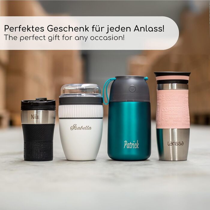 Стаканчик для пластівців Milu на винос 400 мл з гравіюванням імені Стаканчик для йогурту MsliMax з нержавіючої сталі для пластівців I герметичний стаканчик з ложкою (гравірування) гравіювання з нержавіючої сталі