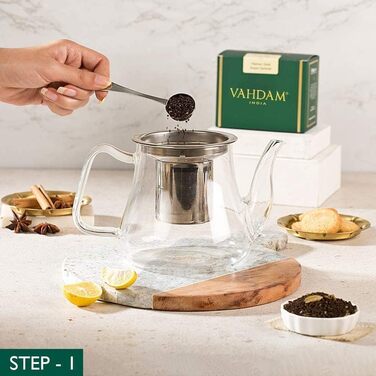 Скляний чайник із заварювальним фільтром 1л VAHDAM