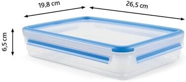 Набір контейнерів для зберігання продуктів EMSA Clip & Close, прямокутні, 5 x 0,8 л, коробки для зберігання, 100 герметичні, придатні для миття в посудомийній машині, морозильної камери та мікрохвильової печі, прозорі, сині, зроблені в Німеччині, N10307 (