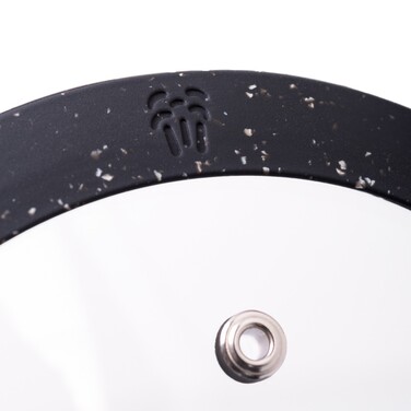 Кришка Fissman 16 см ARCADES з 'мармуровим' силіконовим обідком колір чорний скло (19900)