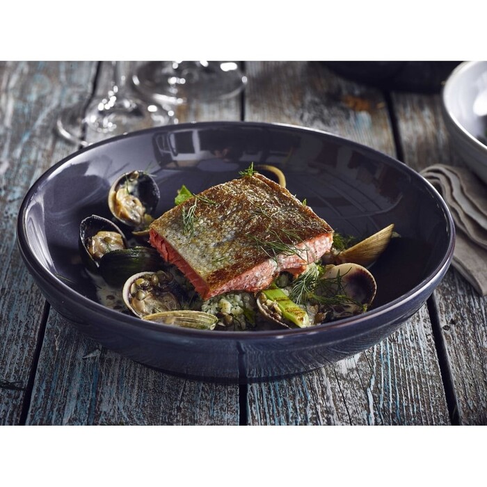 Тарілка глибока, 23 см, блакитна, Terra Stoneware Rustiс, GenWare