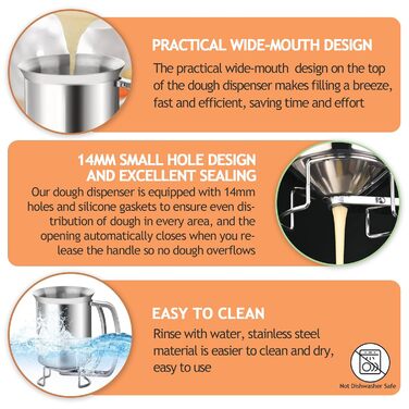 Диспенсер для тіста з нержавіючої сталі 900 мл Dinhauyon