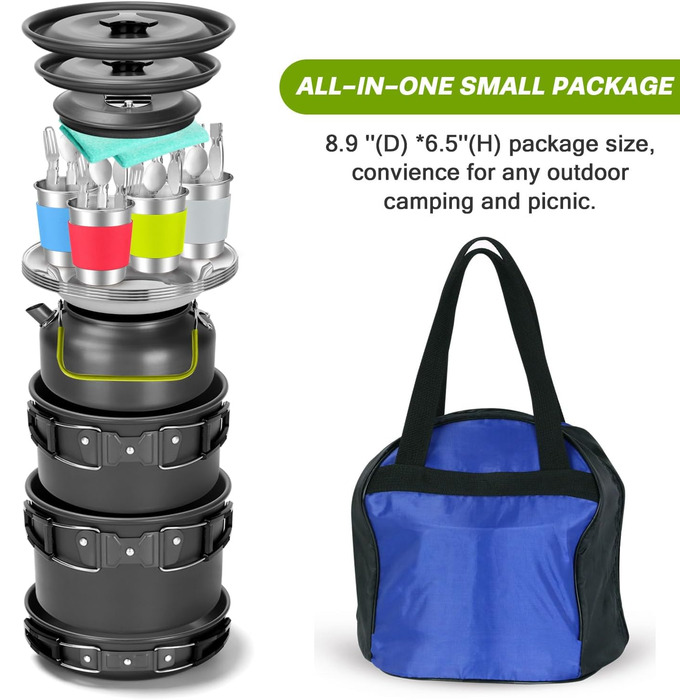 Набор посуды для кемпинга на 4 человека, 29 предметов Odoland