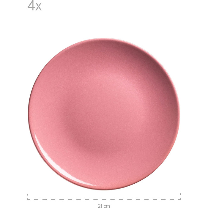 Набір посуду MSER 931545 Ossia на 4 особи в середземноморському вінтажному образі, комбінований сервіз з 16 предметів з кераміки (рожевий)