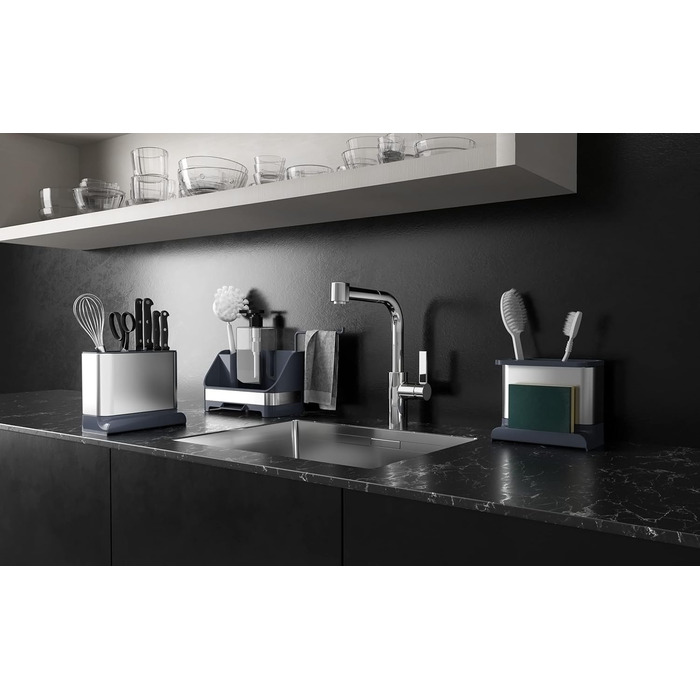 Органайзер для посуду APEXCHASER, дозатор мила з тримачем для губки, органайзер для раковини з нержавіючої сталі, мийка з нержавіючої сталі, кухонний органайзер з дозатором мила, піддон для крапель для кухні