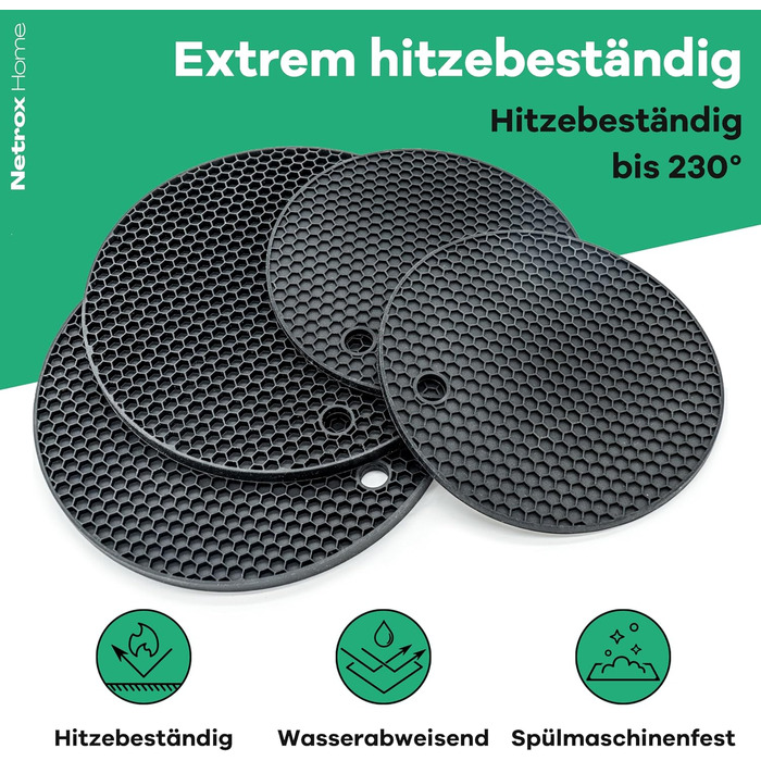 Набір із 4 силіконових підставок під гаряче Netrox