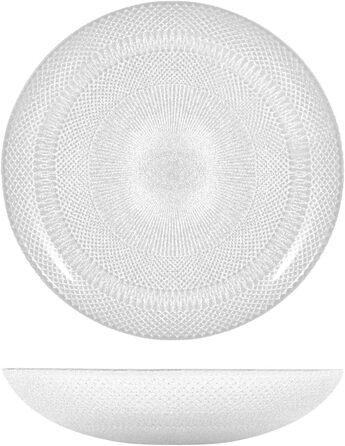 Сет 6 piatti fondi glam in vetro bianco cm21