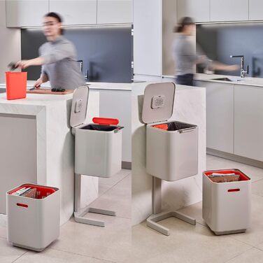 Контейнер для сміття подвійний 40 л білий Totem Compact Joseph Joseph