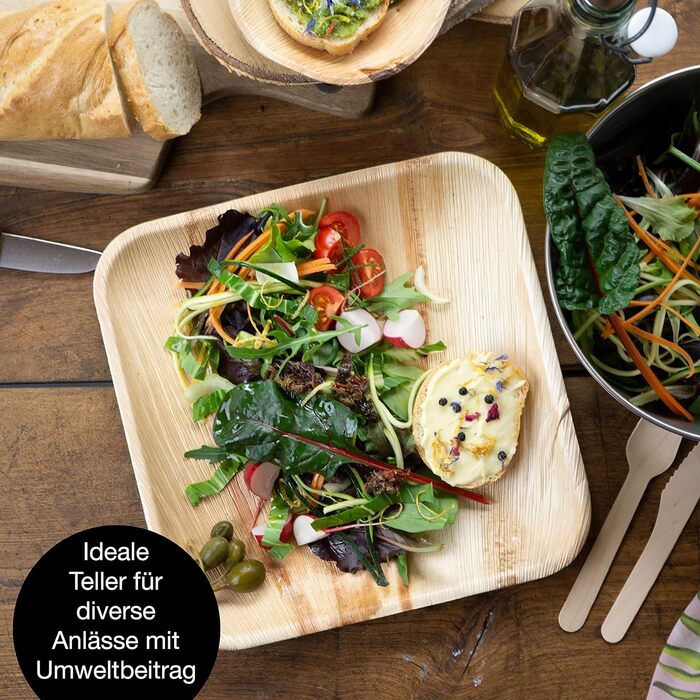 Набір тарілок з пальмового листя, квадратні, 25 предметів Moritz & Moritz