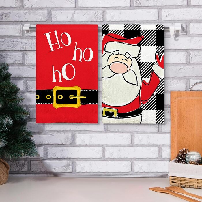 Набір з 2 різдвяних кухонних рушників 45 x 65 см, набір V Санта Клаус Ohok