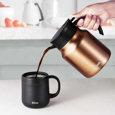 Термоглечик для кави 1 л з нержавіючої сталі, мідний Tiken