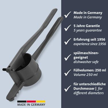 Прес для пресування та картоплі Westmark Sptzlepress Special Dark Edition, довжина 41 см, з круглою перфорацією, високоякісне спеціальне покриття, алюміній, антрацит, 6110226Z Антрацит одинарний одинарний