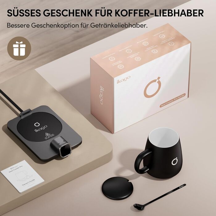 Електричний підігрівач для кави 75 Вт з кухлем 425 мл, чорний Ikago