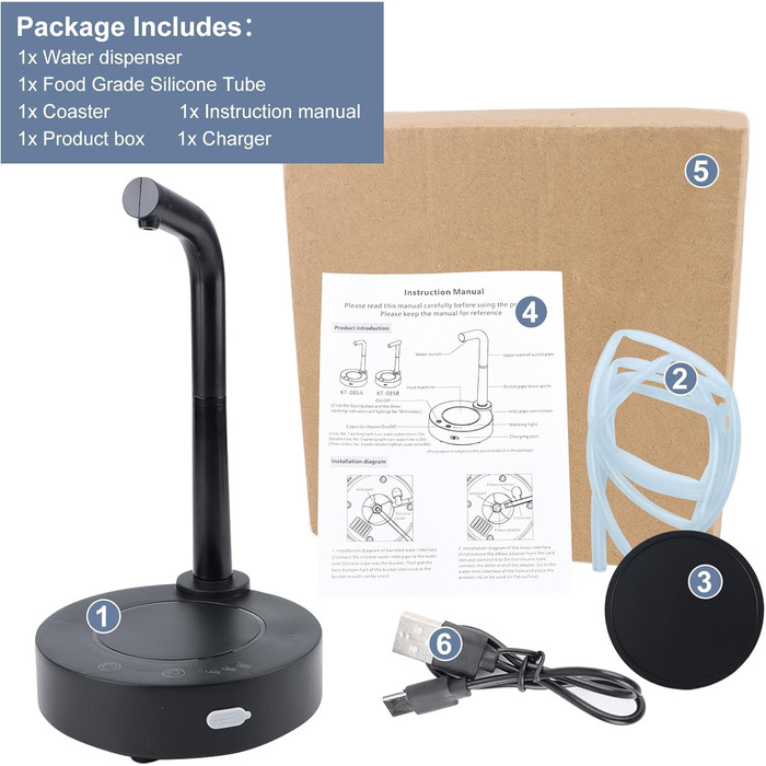 Диспенсер для води для 6-галонних пляшок чорний TBRFP