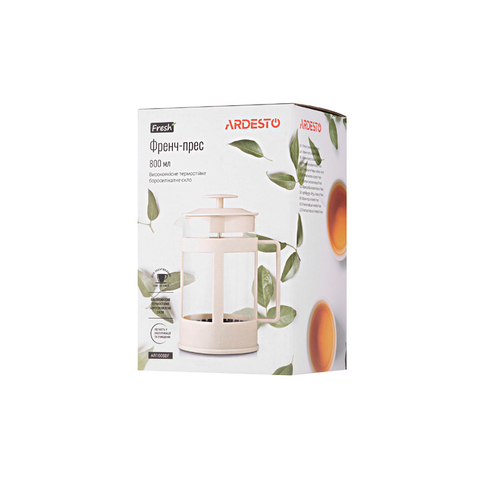ARDESTO Френч Пресс Фреш, 800 мл, Бежевый, Пластик, Стекло