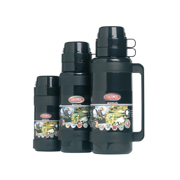 Термос THERMOS MONDIAL зі скляною колбою, чорний, 1,8 л