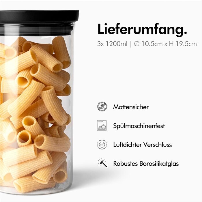 Ємності для зберігання продуктів 1200 мл з прозорими кришками, набір 3 предмети, KIVY