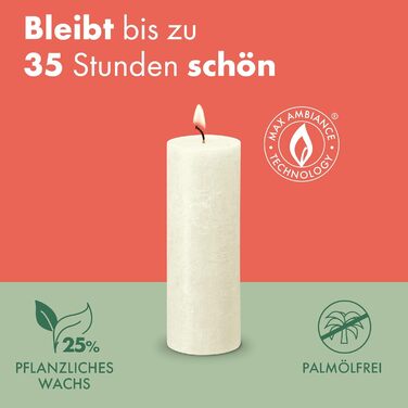 Свічки Bolsius Rustic Pillar - Оливково-зелені - Набір з 4 шт. - Декоративні побутові свічки - Час горіння 60 годин - Без запаху - Натуральний рослинний віск - Без пальмової олії - Оливково-зелені (8 x 7 см, Оливково-зелені)