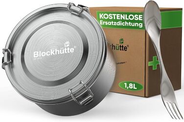 Дитячий ланч-бокс Blockhtte преміум-класу з нержавіючої сталі, круглий I, 780 мл, I зі штифтом Spork і двома ущільнювачами, I Герметичний ланч-бокс із нержавіючої сталі I Металевий шкільний ланч-бокс I Чаша для духовки, яку можна мити в посудомийній машин