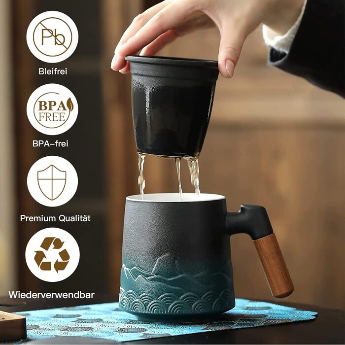 Кружка с крышкой и ситечком, 500 мл Zens