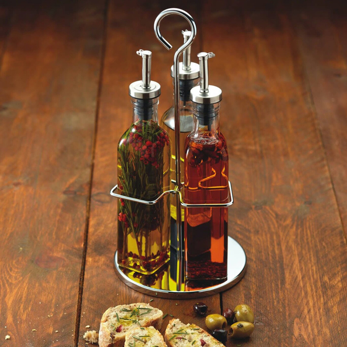 Набор для масла и уксуса на подставке Kitchen Craft WORLD OF FLAVOURS, 270 мл, 4 пр.