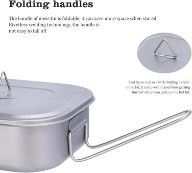 Титанова військова каструля для кемпінгу з кришкою та відкидною ручкою 1л. iBasingo