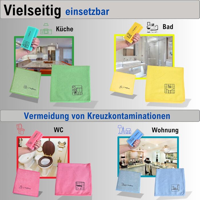 Премиальный набор из 12 губчатых салфеток из микрофибры 18 x 19 см Walfinus