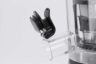 Дизайн повільної соковижималки, результат тесту 'Дуже добре', соковижималка для фруктів, овочів і зелені, великий завантажувальний отвір 75 мм Ø для цілих фруктів, з ситом для соку і сорбету, чорний, нержавіюча сталь, 500 -