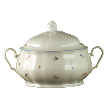 Тарелка десертная глубокая с крышкой 2,15 л Streublume blauer Rand Marie-Luise Seltmann