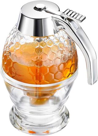 Дозатор меду Westmark з основою, ємність 200 мл, стільниковий візерунок, скло/пластик, розкішний, прозорий/сріблястий, 65132260