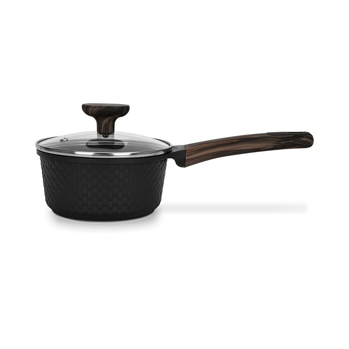 Ківш Fissman 16x7,8 см / 1,3 л EVOLUTION зі скляною кришкою алюміній з антипригарним покриттям (14575)