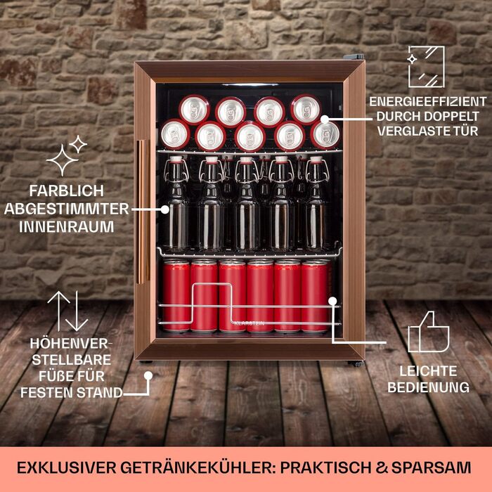 Міні-холодильник зі скляними дверцятами 60 л мідний Klarstein