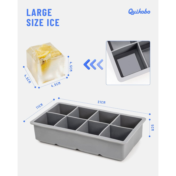 Силіконова форма для льоду 2 шт з 8 відділеннями Quikobo