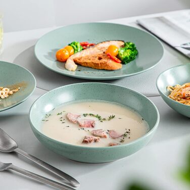 Столовий сервіз з керамограніту, ванкассо 32 предмети Карстовий комбінований сервіз з фаянсу, набір посуду вінтажного вигляду для 4-12 осіб (Sabine-tq, посуд для 4 осіб)