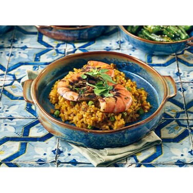 Блюдо для запекания 20.3 см с ручками, Terra Porcelain Aqua Blue, GenWare