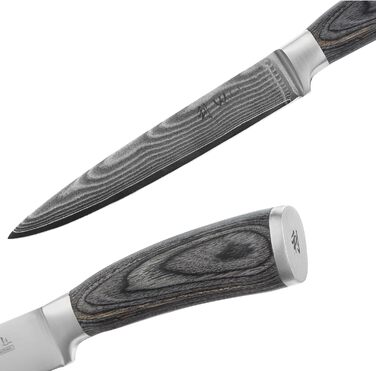 Набір ножів з дамаської сталі Wakoli Edib з 4 предметів, гострі леза від 8 до 18 см, набір кухонних ножів преміум-класу з 67 шарів дамаської сталі з ручками з дерева пакка, набір кухонних ножів преміум-класу з дамаської сталі та професійний шеф-кухарський