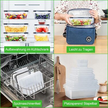 Набір Kottwca, набір Tupperware із 30 предметів (15 контейнерів 15 кришок), кухонні коробки для приготування їжі, 100 герметичні, без бісфенолу А, контейнер для зберігання продуктів для мікрохвильової печі та холодильника (набір із 20 великої місткості)