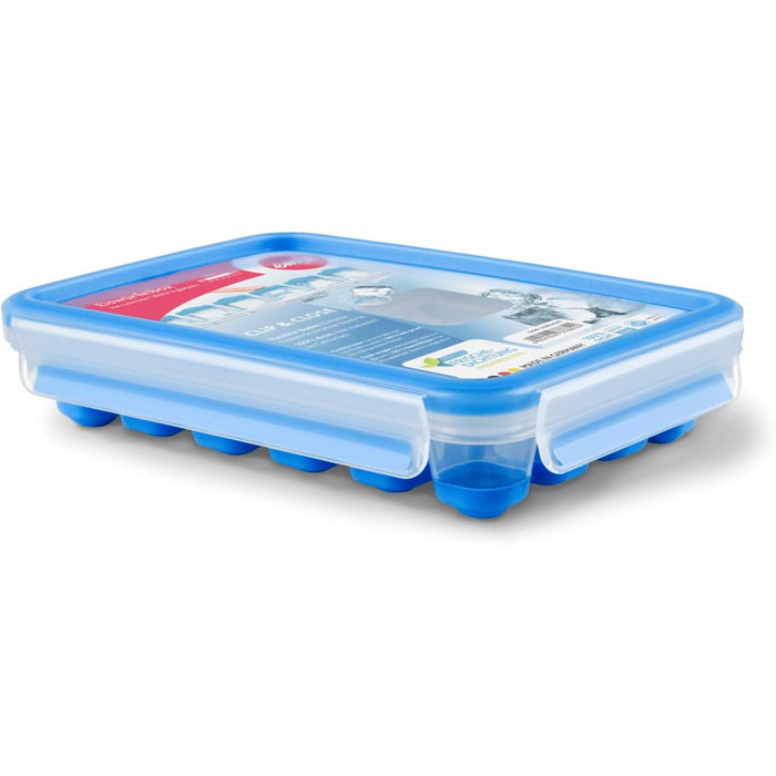 Набір контейнерів для зберігання продуктів EMSA Clip & Close, прямокутні, 5 x 0,8 л, коробки для зберігання, 100 герметичні, придатні для миття в посудомийній машині, морозильної камери та мікрохвильової печі, прозорі, сині, зроблені в Німеччині, N10307 (
