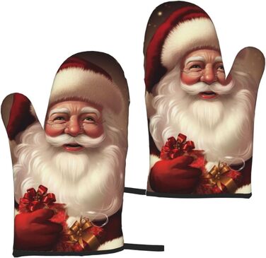 Набор из 2 рукавичек для духовки 15 х 28 см, Санта-Клаус ULKMFFCF