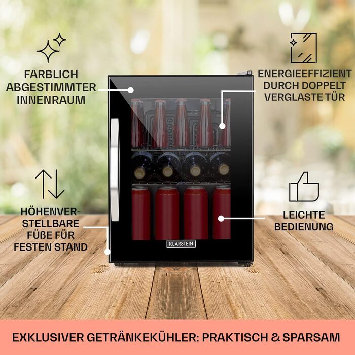 Міні-холодильник зі скляними дверцятами 33 л чорний Klarstein