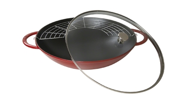 Вок зі скляною кришкою 30 см, вишневий Staub