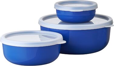 Набір із 3 предметів Lumina Контейнери для зберігання продуктів із кришкою для холодильника, морозильної камери, пароварки та мікрохвильової печі 250 мл, 750 мл і 1500 мл (яскраво-синій)