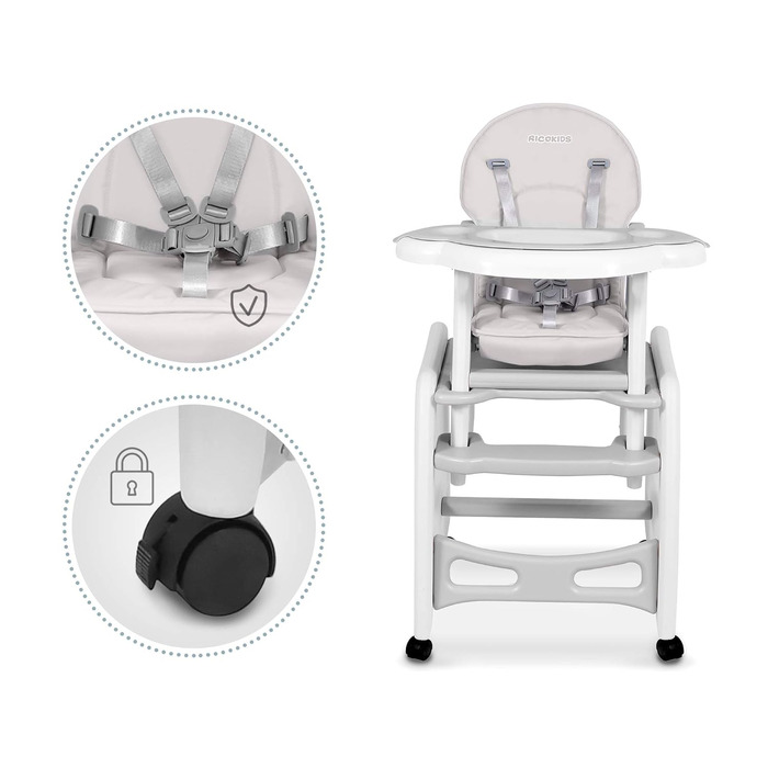 Детский стульчик для кормления 5-в-1 серый Ricokids